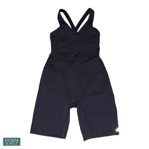 Alo Yoga Airbrush Real Onesie Black V-Neck Crisscross Straps Bodysuit Med NEW